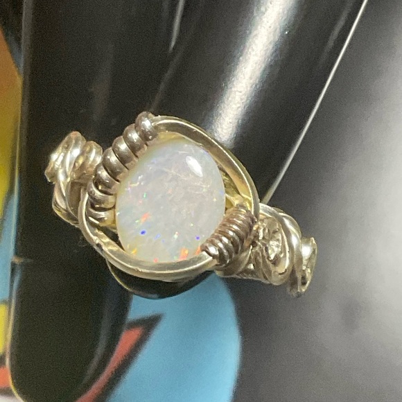 White Fire Opal ring